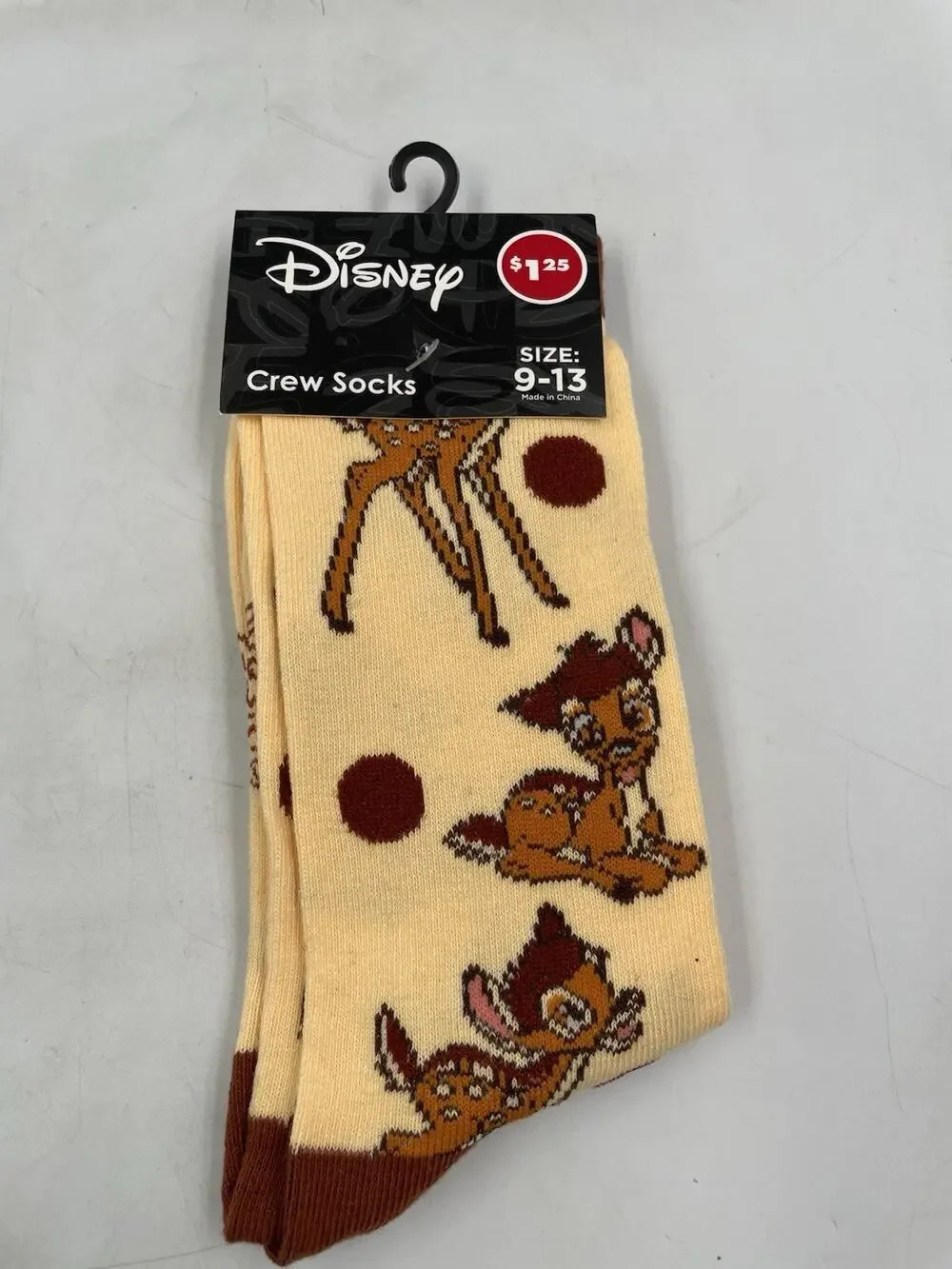 Disney Bambi Adult Mens Size 9-13 Brown Novelty Graphic Crew Socks 1 Pack